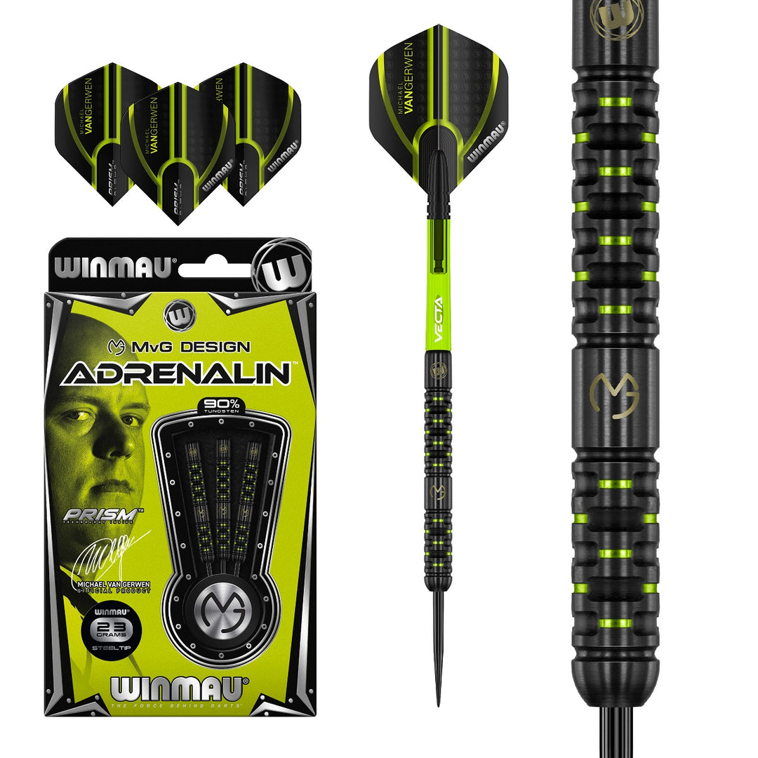 Michael Van Gerwen MVG Adrenalin 90% Tungsten Steel Tip Darts by Winmau - The Darts Shop