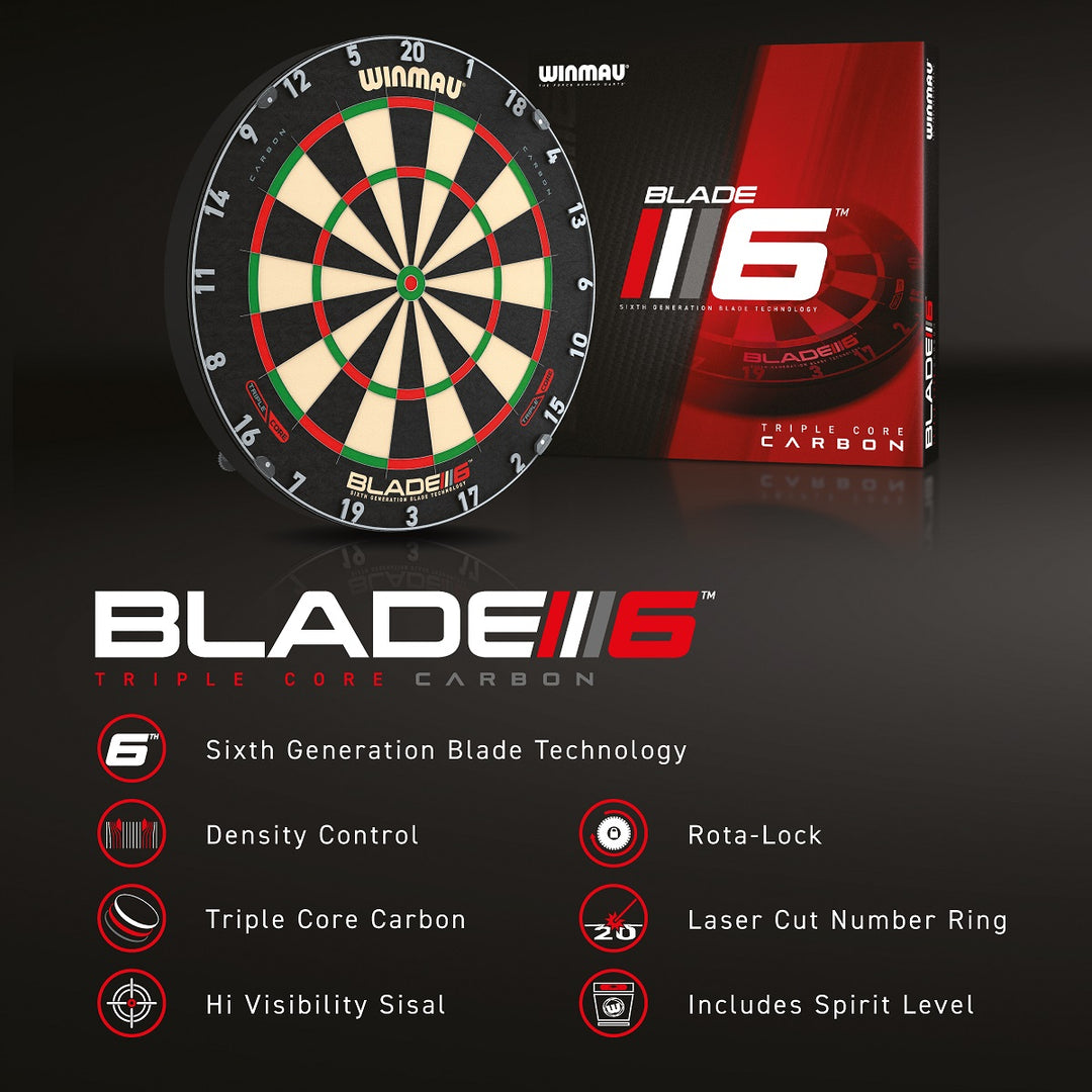Blade 6 Carbon Triple Core Dartboard by Winmau - The Darts Shop