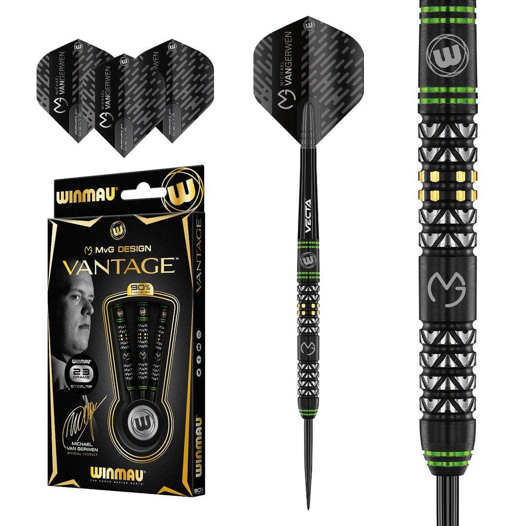 Michael Van Gerwen MVG Vantage 90% Tungsten Steel Tip Darts by Winmau - The Darts Shop