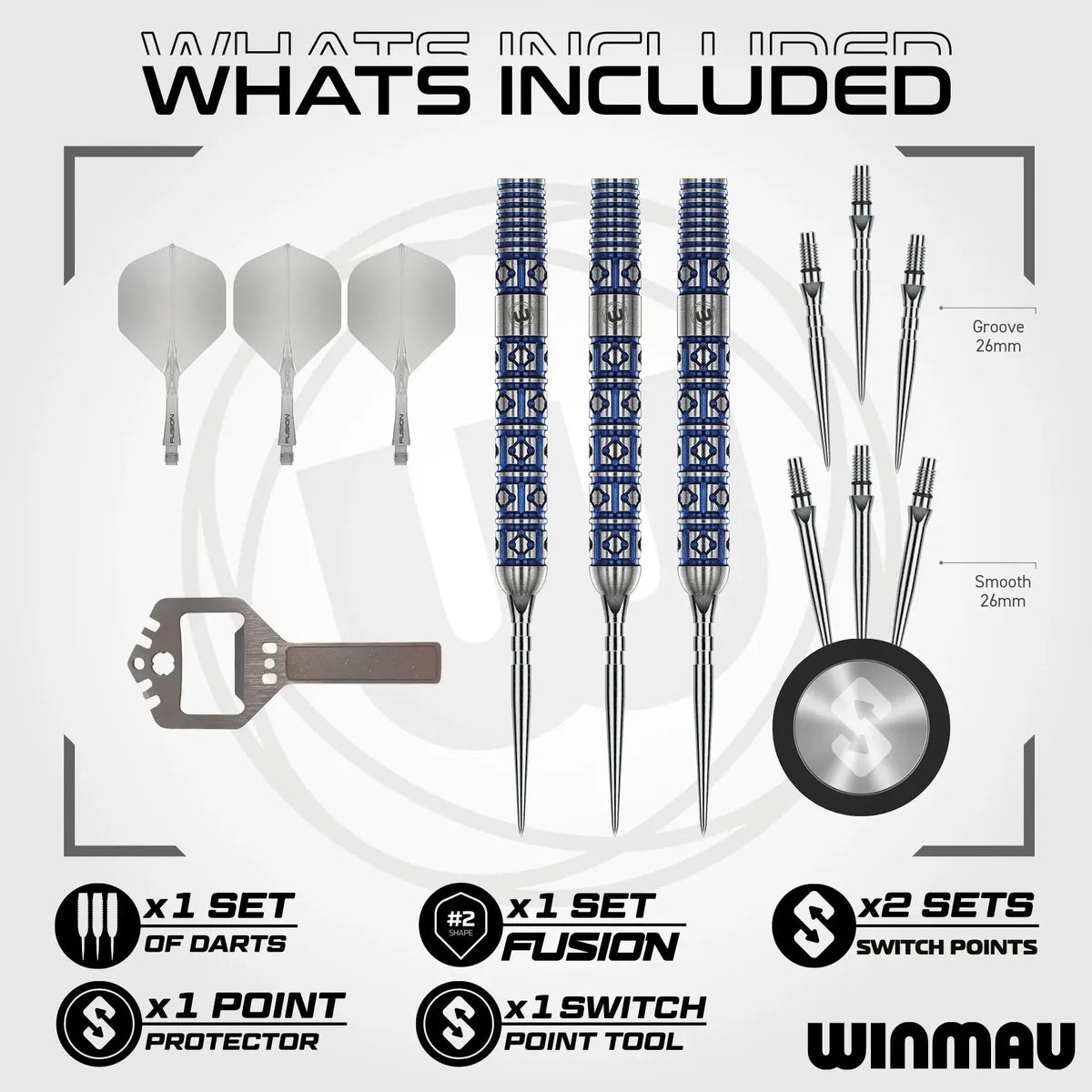 Winmau Lunaris Parallel SP 90% Tungsten Steel Tip Darts