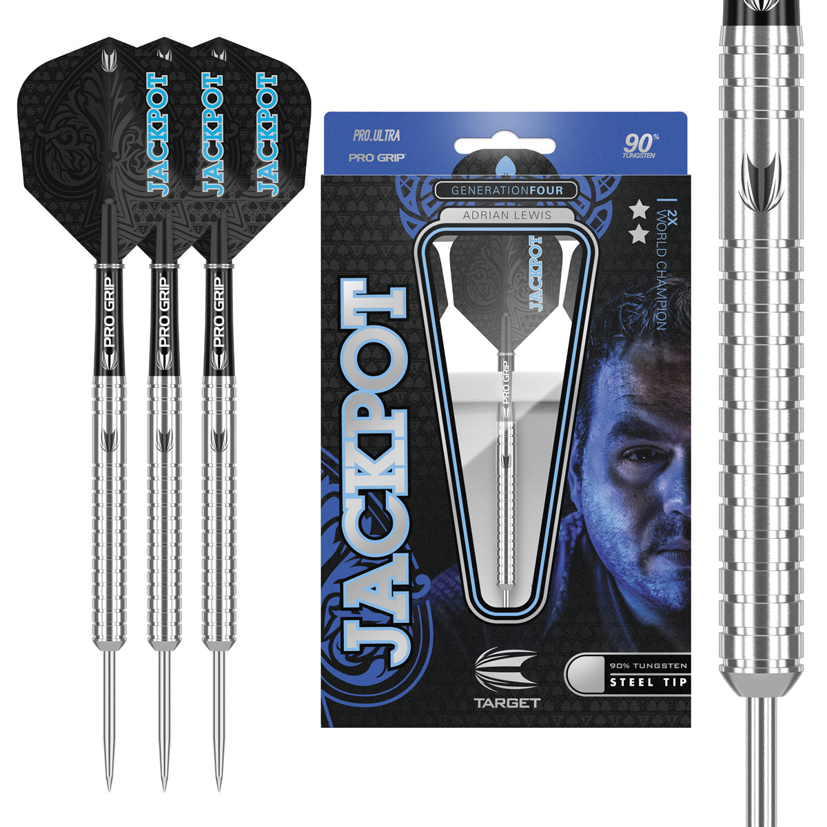 Adrian Lewis G4 90% Tungsten Steel Tip Darts by Target - The Darts Shop