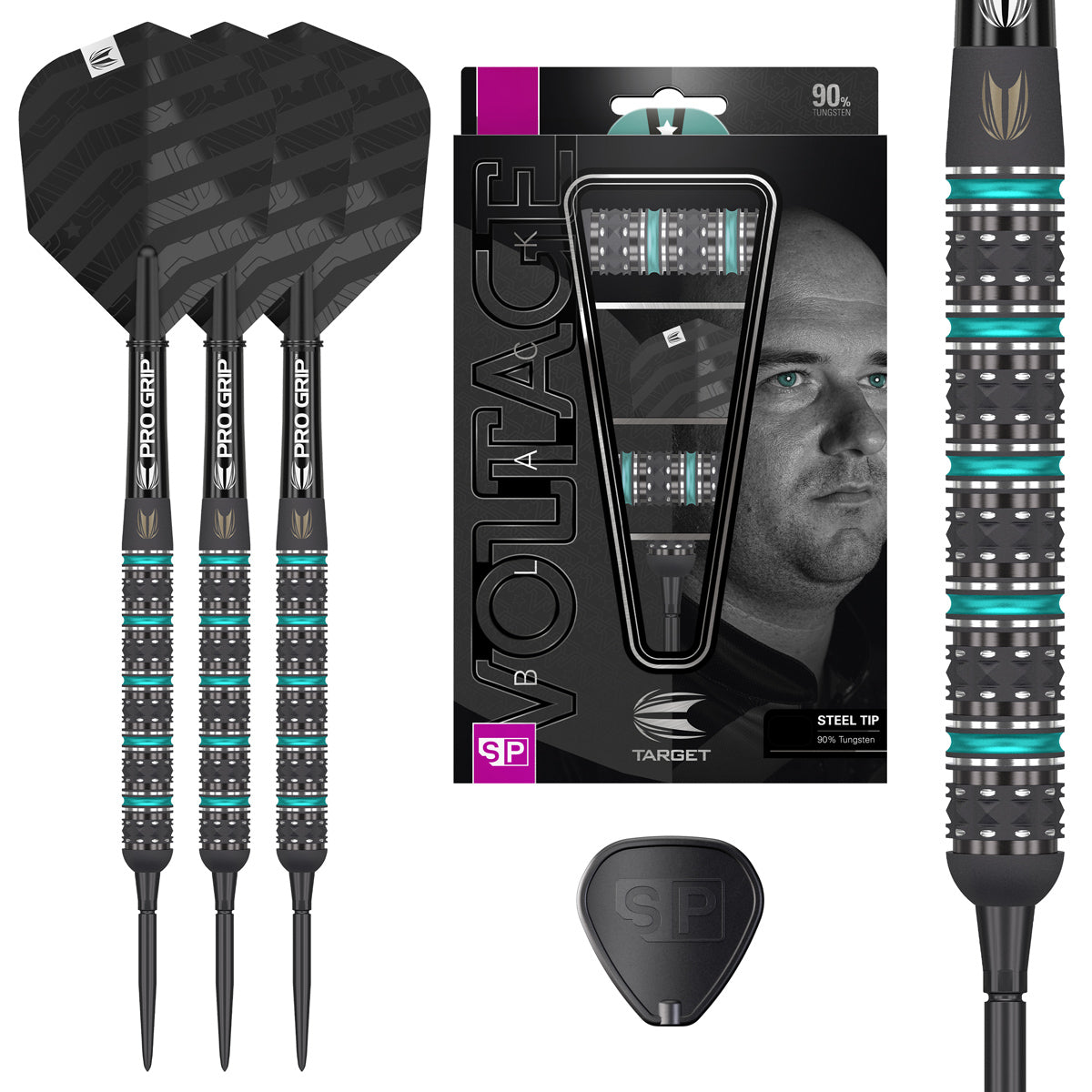 Rob Cross Black Edition 90% Tungsten Swiss Steel Tip Darts by Target - The Darts Shop