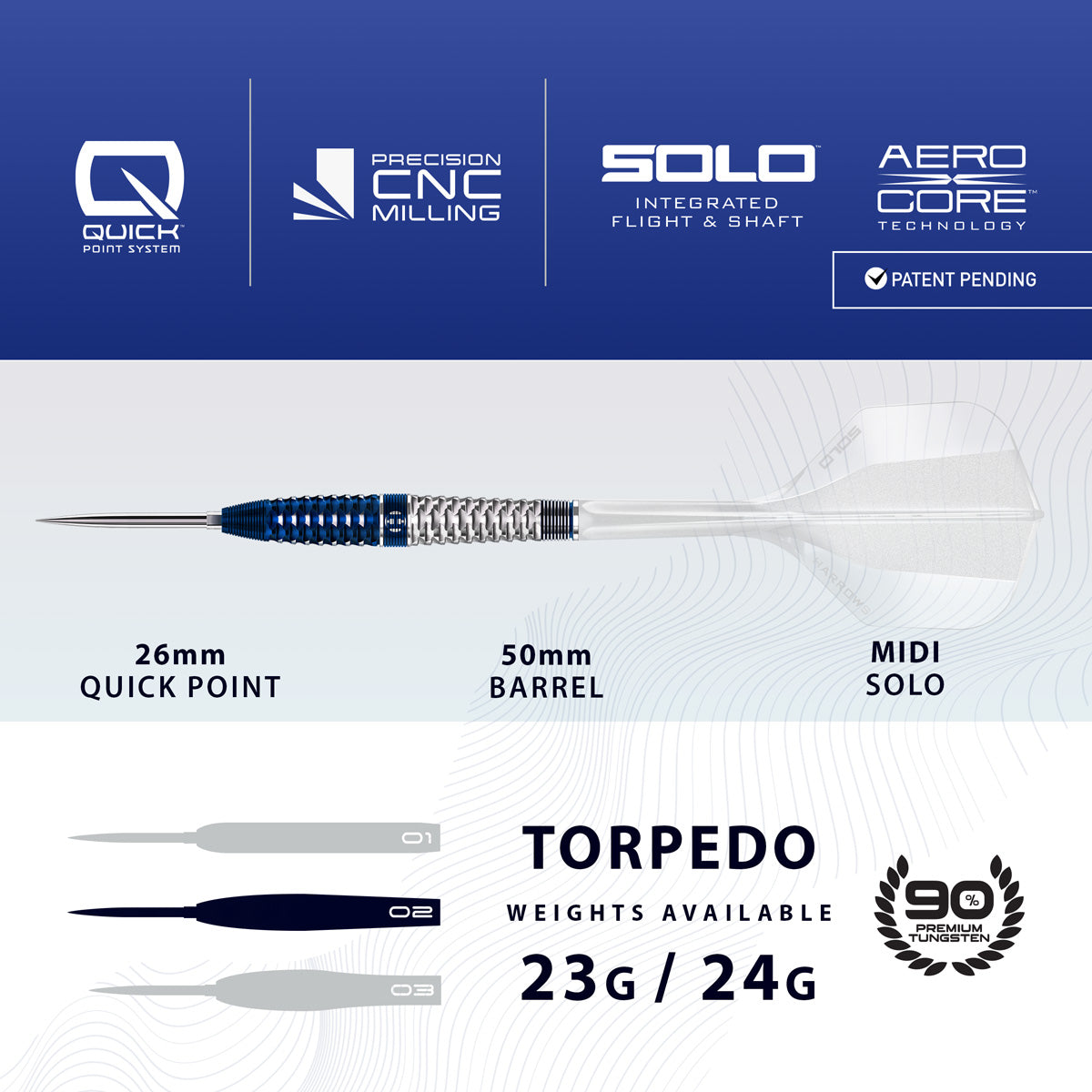Harrows Geo Torpedo 90% Tungsten QP Steel Tip Darts - view 3