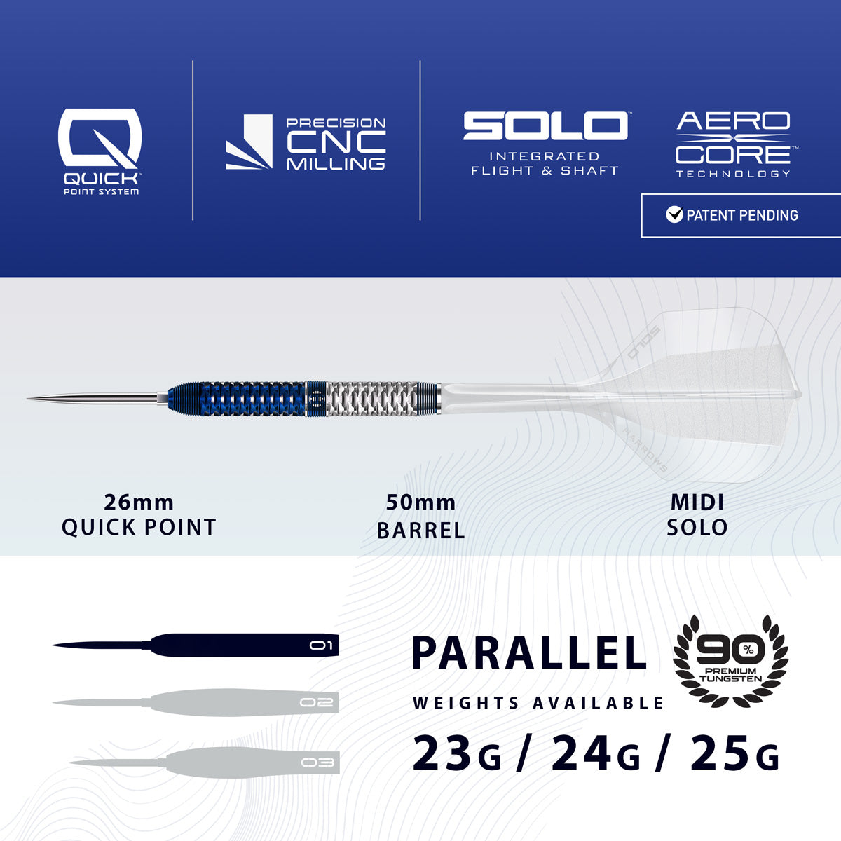 Harrows Geo Parallel 90% Tungsten QP Steel Tip Darts - view 3