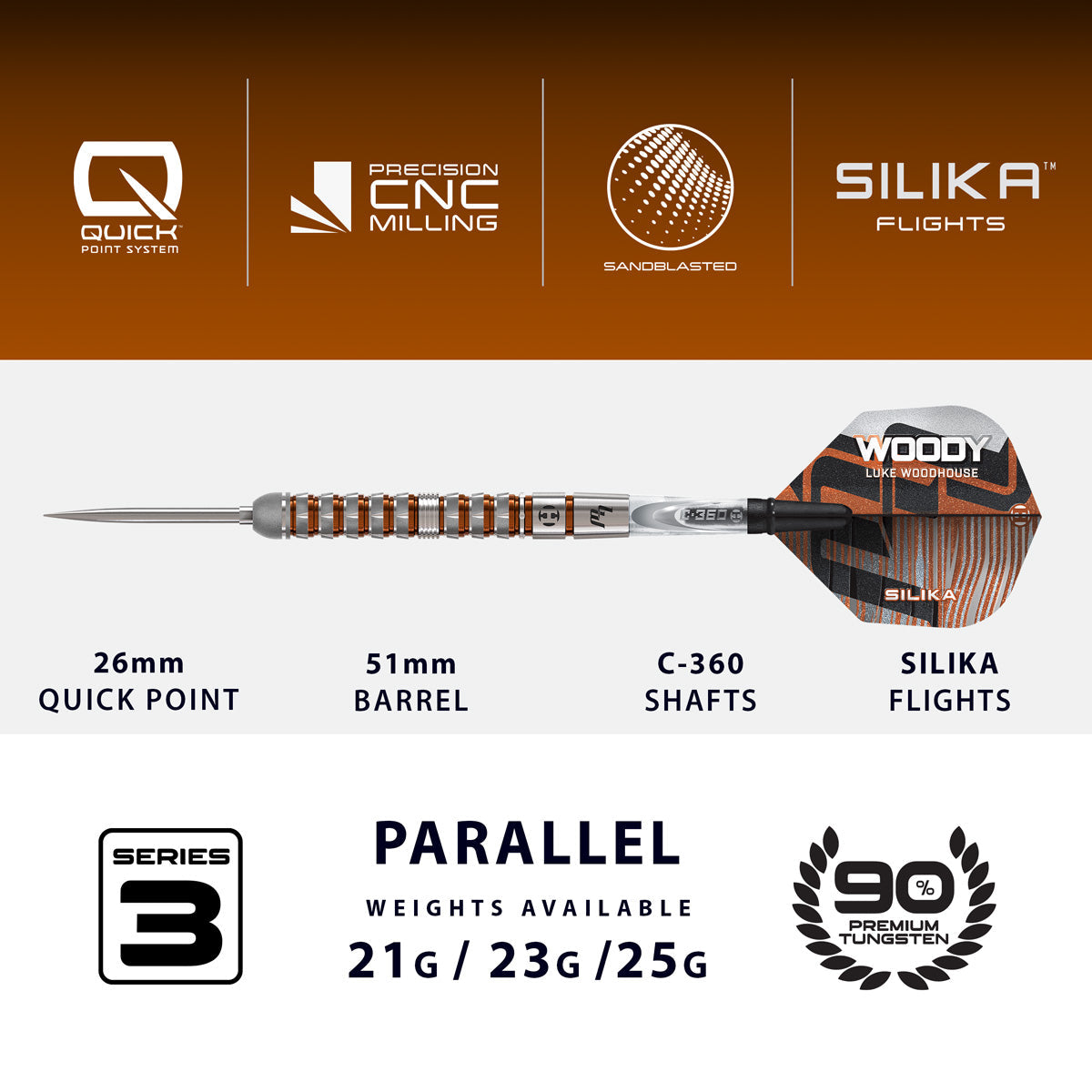 Harrows Luke Woodhouse Series 3 90% Tungsten QP Steel Tip Darts - view 4