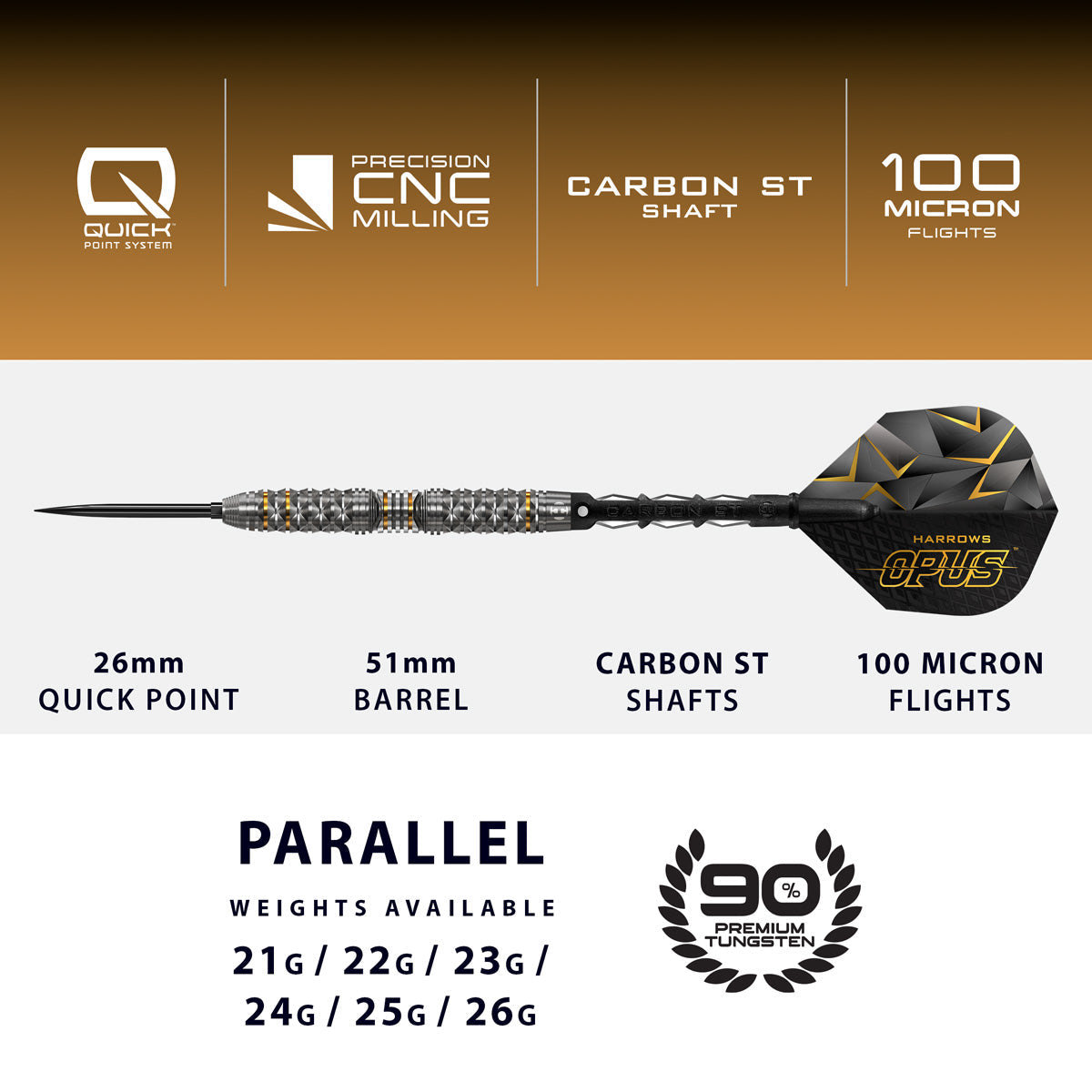 Harrows Opus 90% Tungsten QP Steel Tip Darts - view 4