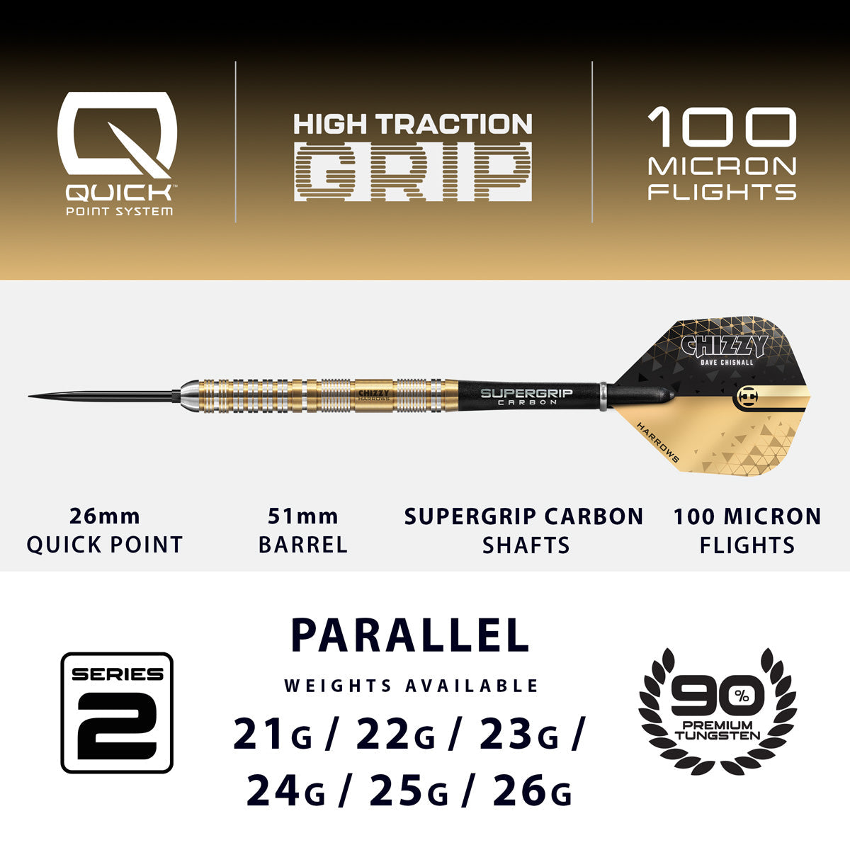 Harrows Dave Chisnall Chizzy Series 2 90% Tungsten QP Steel Tip Darts - view 4