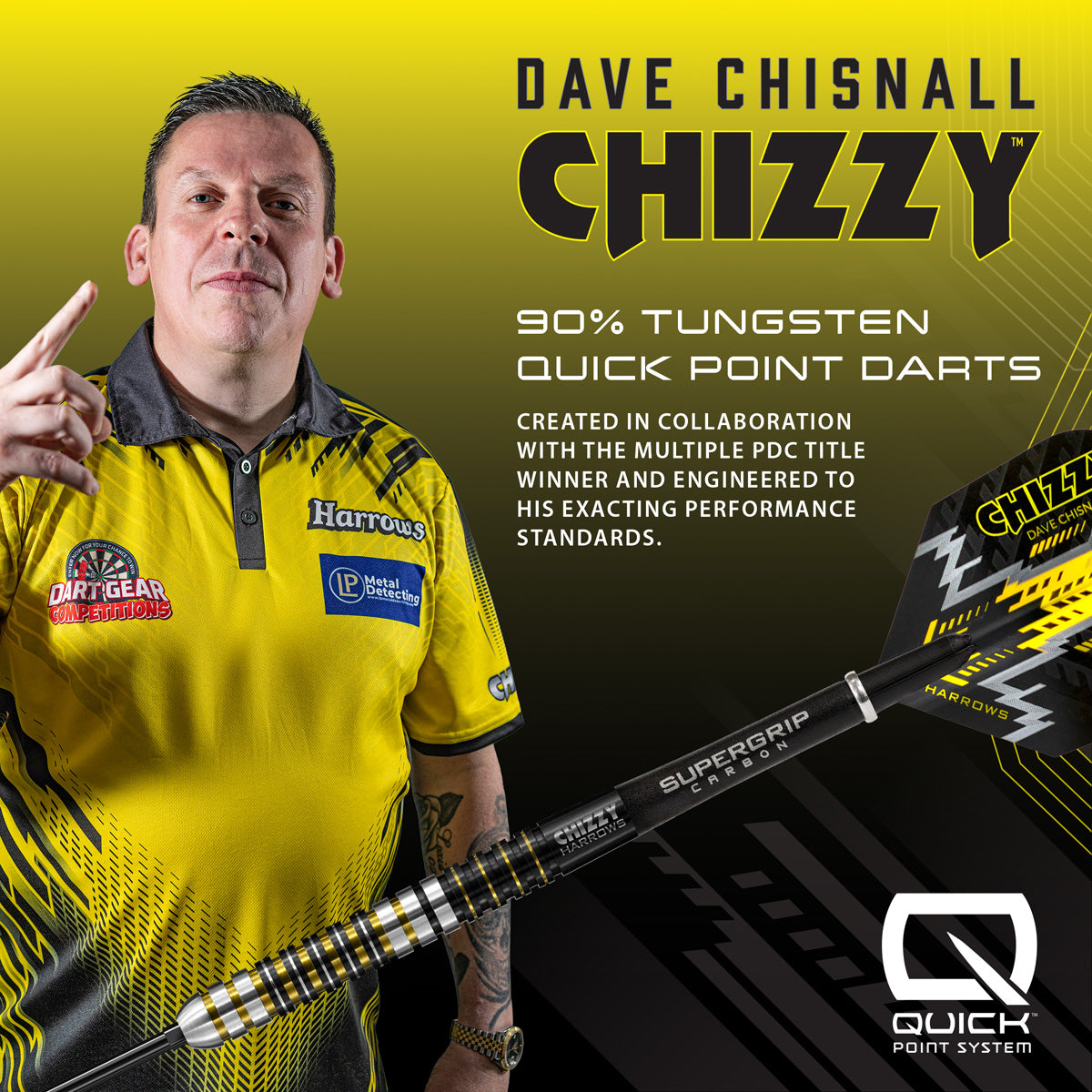 Harrows Dave Chisnall Chizzy Series 1 90% Tungsten QP Steel Tip Darts - view 5