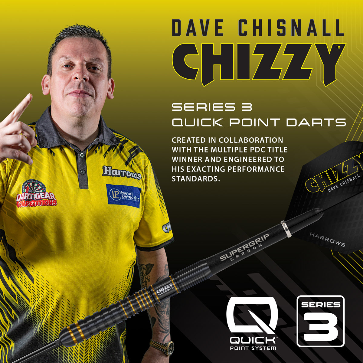 Harrows Dave Chisnall Chizzy Series 3 90% Tungsten QP Steel Tip Darts - view 5