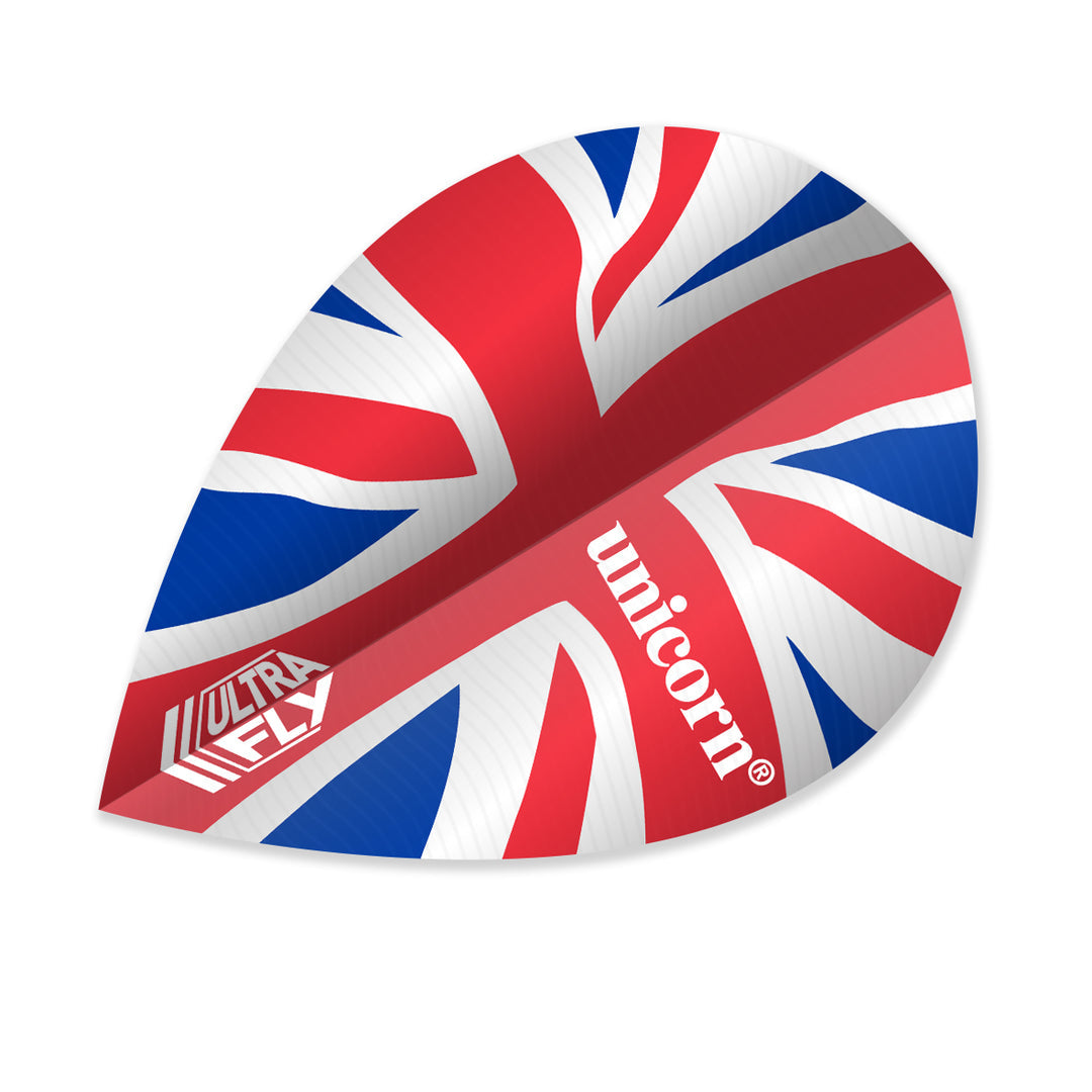 Ultrafly 100 Micron Pear Shape Union Jack Wave by Unicorn - The Darts Shop