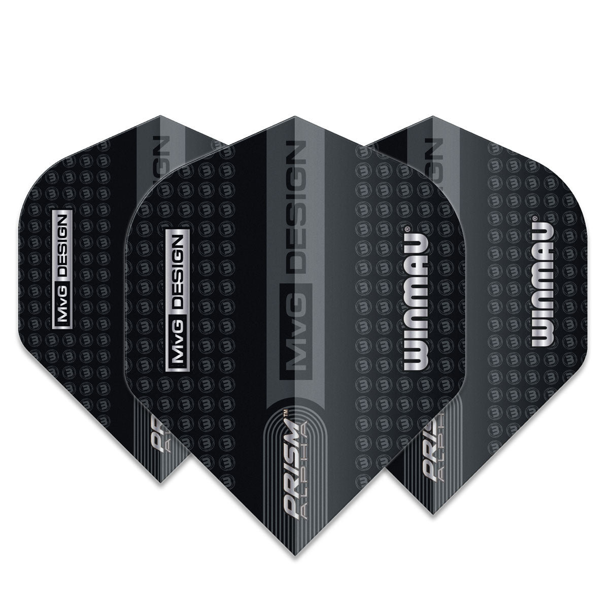 Prism Alpha MVG Winmau Logo Black and Grey Standard Dart Flights by Winmau - view 2
