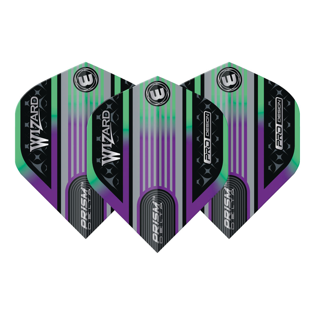 Prism Delta Wizard Rainbow and Silver Standard Dart Flights by Winmau - view 2
