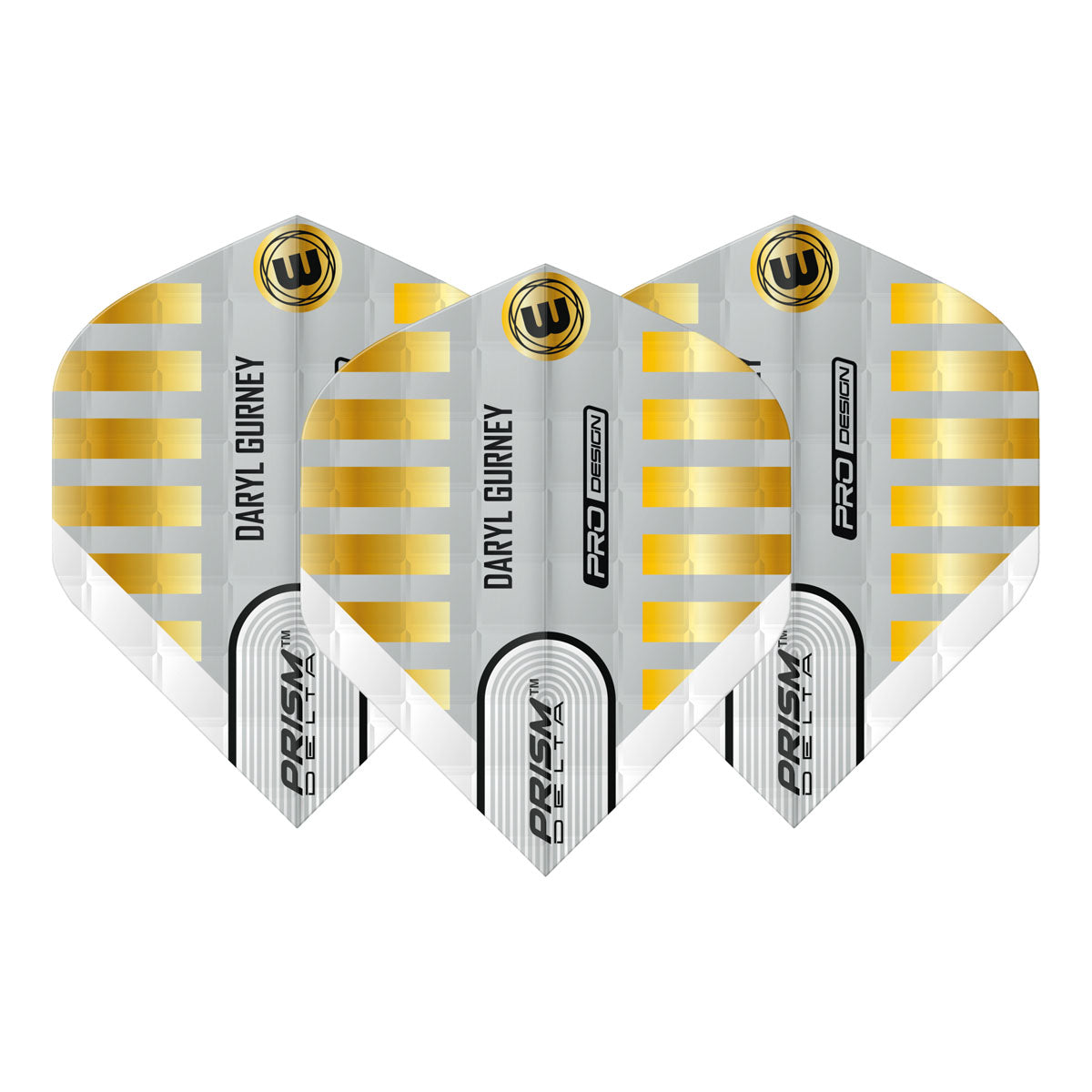 Prism Delta Daryl Gurney White and Gold Embossed Standard Dart Flights by Winmau - view 2