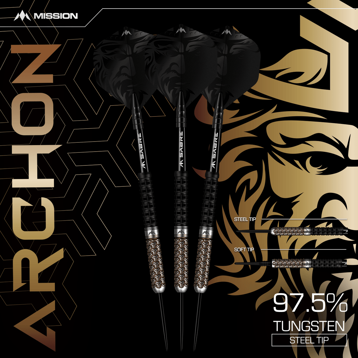 Mission Archon Darts - Steel Tip - 97.5% - Black & Bronze PVD - The Darts Shop
