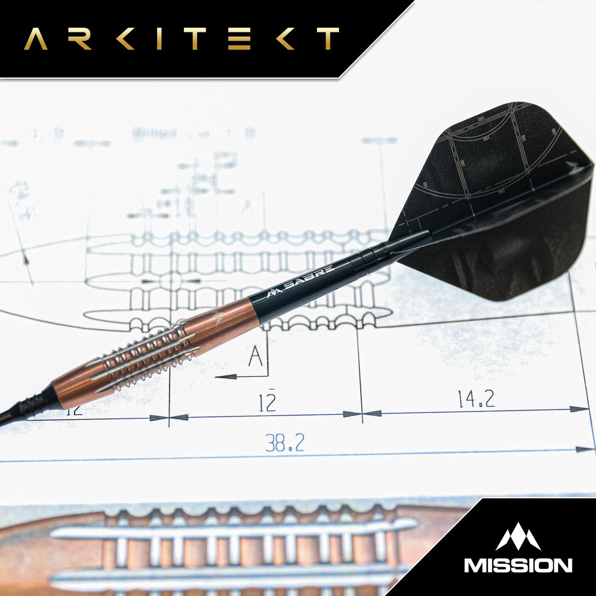 Mission Arkitekt Darts - Soft Tip - 90% Tungsten - Bronze Silica PVD - 19g - view 2