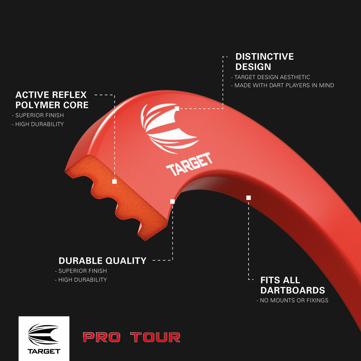 Target Professional Pro Tour Red Dartboard Surround - view 2