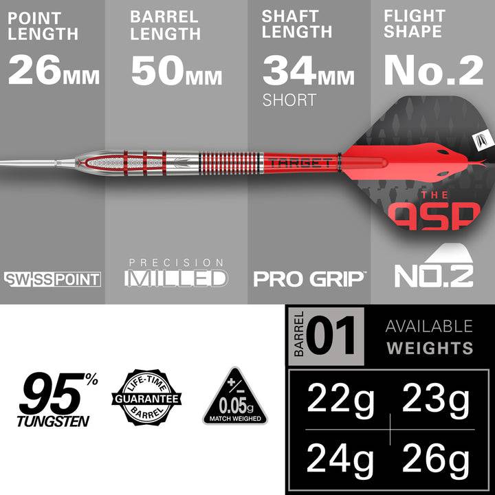 Nathan Aspinall G2 95% Tungsten Steel Tip Darts by Target - The Darts Shop