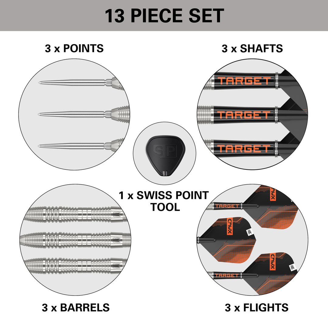 Crux 03 90% Tungsten Swiss Point Steel Tip Darts by Target - The Darts Shop