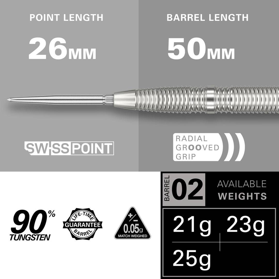 Crux 02 90% Tungsten Swiss Point Steel Tip Darts by Target - The Darts Shop