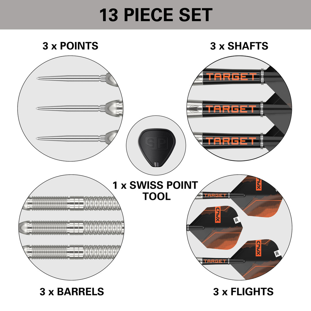 Crux 01 90% Tungsten Swiss Point Steel Tip Darts by Target - The Darts Shop