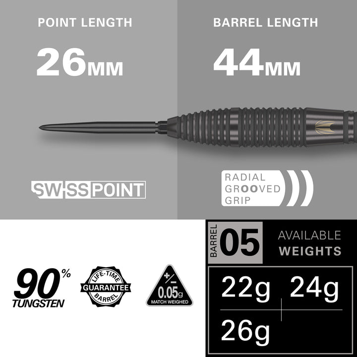 Bolide Void 05 90% Tungsten SP Steel Tip Darts by Target - The Darts Shop