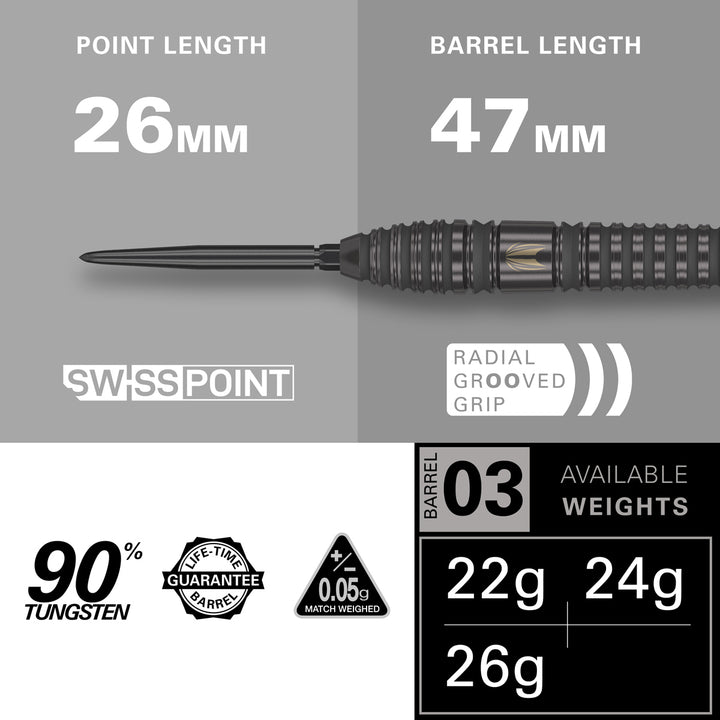 Bolide Void 03 90% Tungsten SP Steel Tip Darts by Target - The Darts Shop