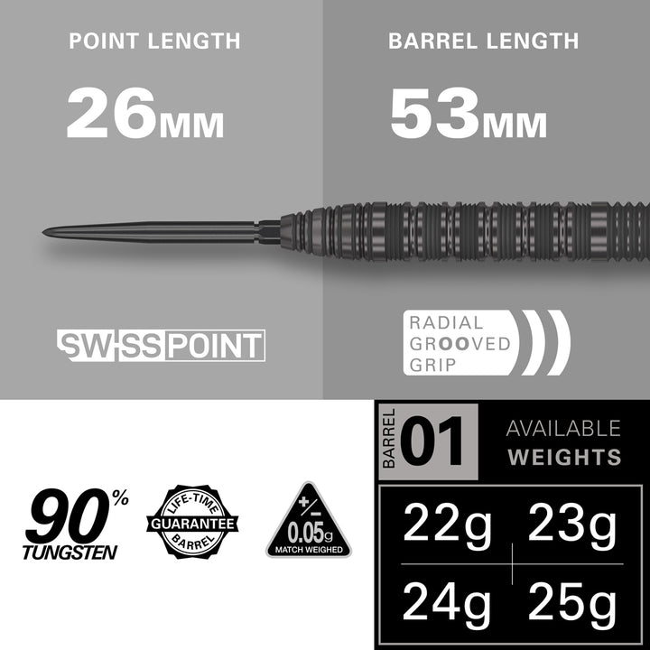 Bolide Void 01 90% Tungsten SP Steel Tip Darts by Target - The Darts Shop