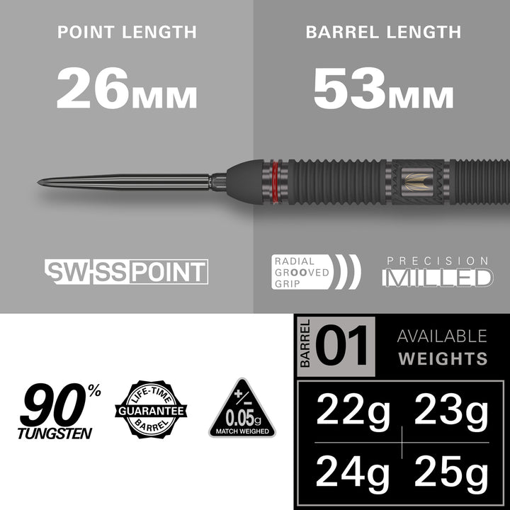 Scope 01 90% Tungsten SP Steel Tip Darts by Target - The Darts Shop