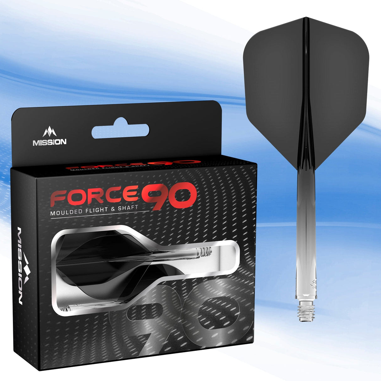 Mission Force 90 - New Moulded Flight & Shaft System - Transparent Black - Standard No6 - The Darts Shop