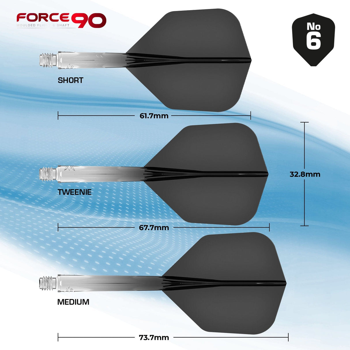 Mission Force 90 - New Moulded Flight & Shaft System - Transparent Black - Standard No6 - The Darts Shop