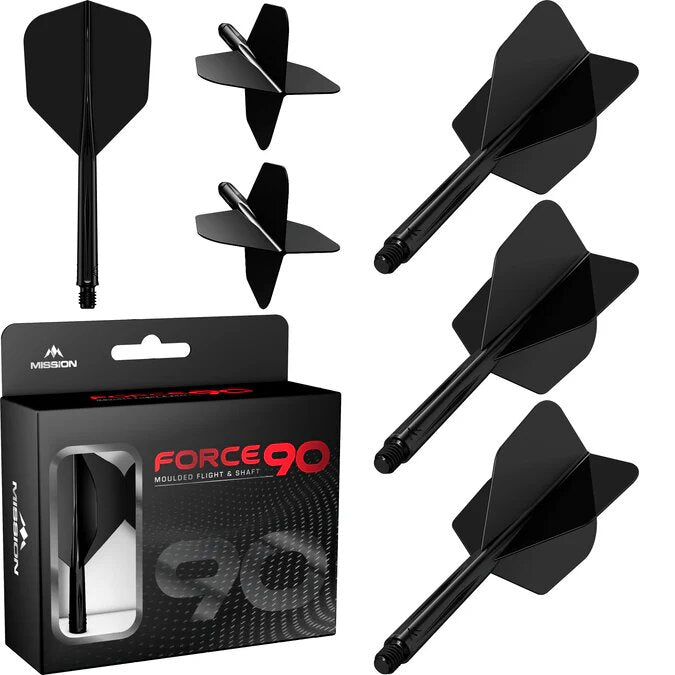 Mission Force 90 - New Moulded Flight & Shaft System - Black - Standard No6 - The Darts Shop