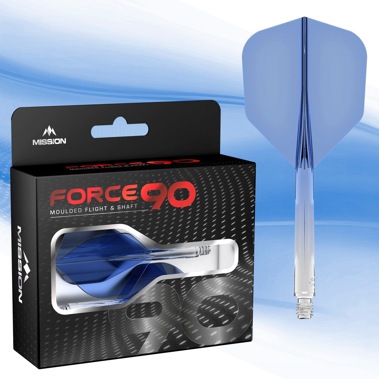 Mission Force 90 - New Moulded Flight & Shaft System - Standard No6 - Gradient - Transparent Blue - The Darts Shop