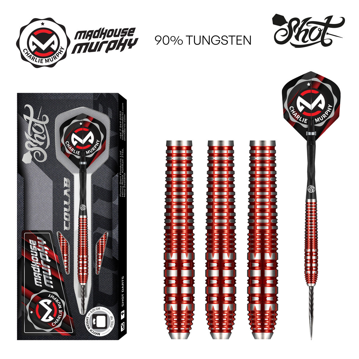 Shot Collab Pro Series Charlie Murphy 90% Tungsten Steel Tip Darts - The Darts Shop