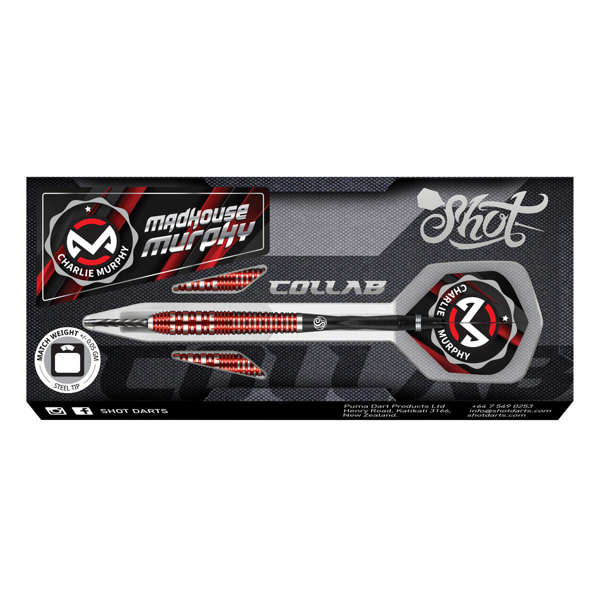 Shot Collab Pro Series Charlie Murphy 90% Tungsten Steel Tip Darts - The Darts Shop