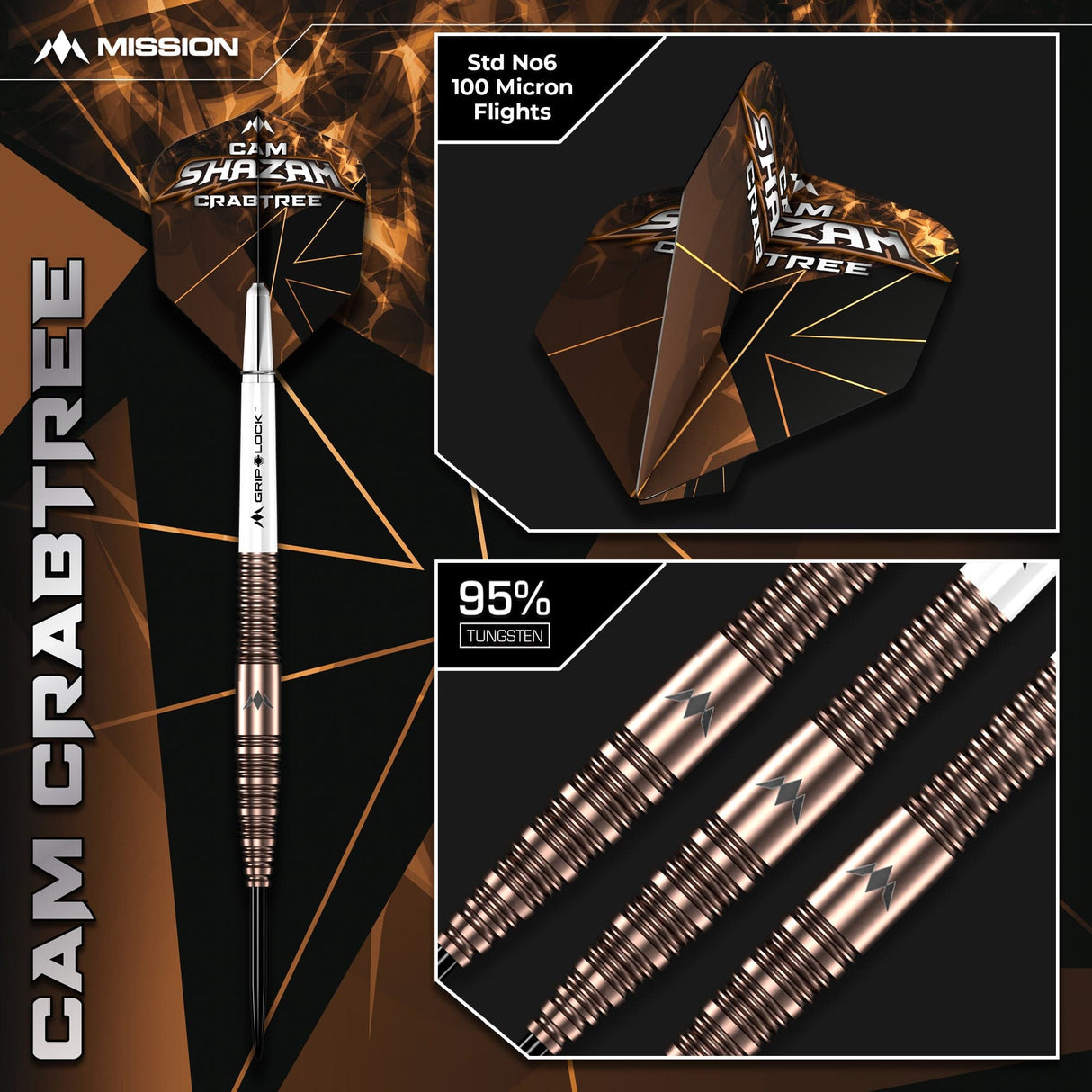 Mission Cam Crabtree Darts - Steel Tip 95% Tungsten - V2 - view 5