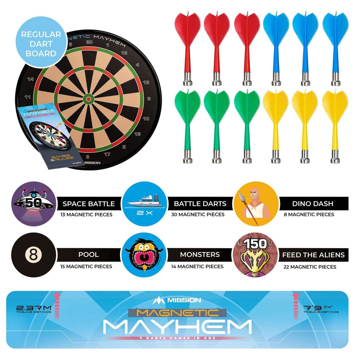*Mission Magnetic Mayhem - Fun Darts Game - 7 Games in One - with 12 Magnetic Darts - view 6
