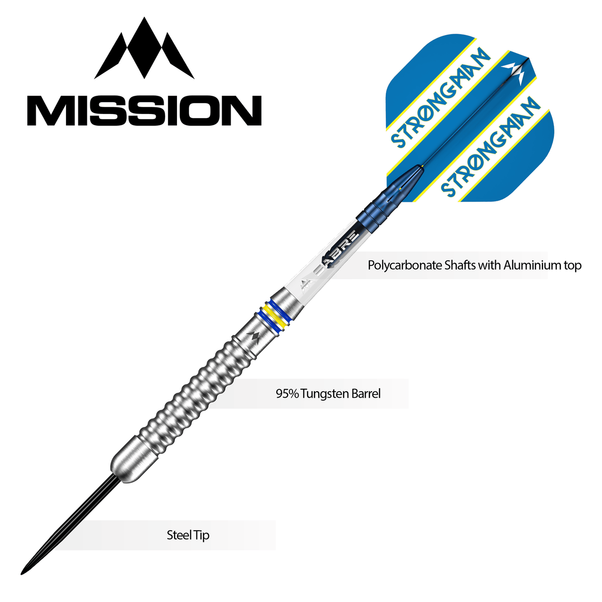 *Mission Dennis Nilsson Darts - Steel Tip - 95% Tungsten - Silver - view 3