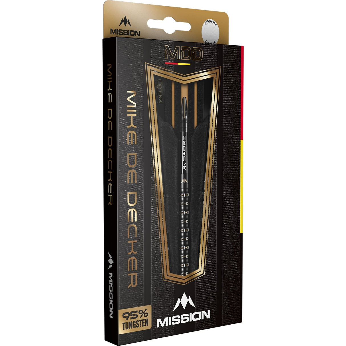 Mission Mike De Decker Darts - Steel Tip - 95% Tungsten - Black & Gold PVD - The Darts Shop