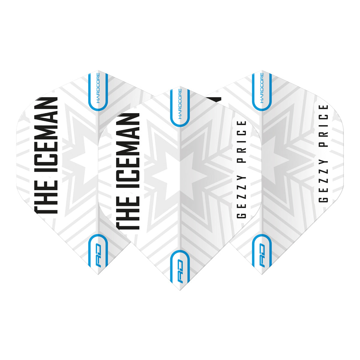 Hardcore Gerwyn Price White & Grey Snowflake Logo Standard Dart Flights by Red Dragon - view 2