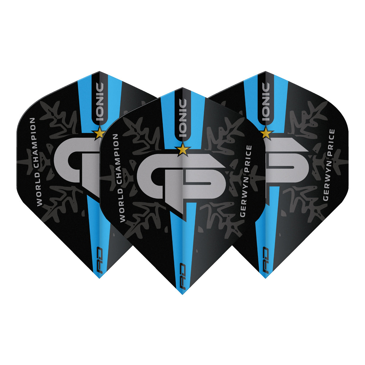 Hardcore Ionic Gerwyn Price World Champion Blue Logo Standard Dart Flights by Red Dragon - view 2