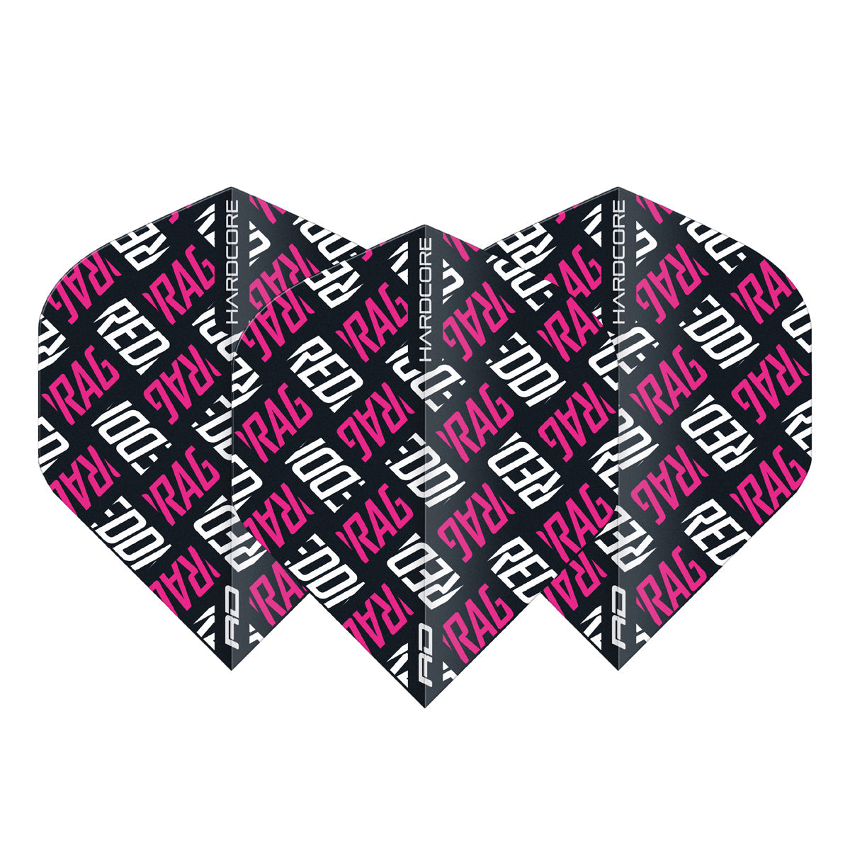 Hardcore XT Pink and White Red Dragon Logo Standard Dart Flights by Red Dragon - view 2