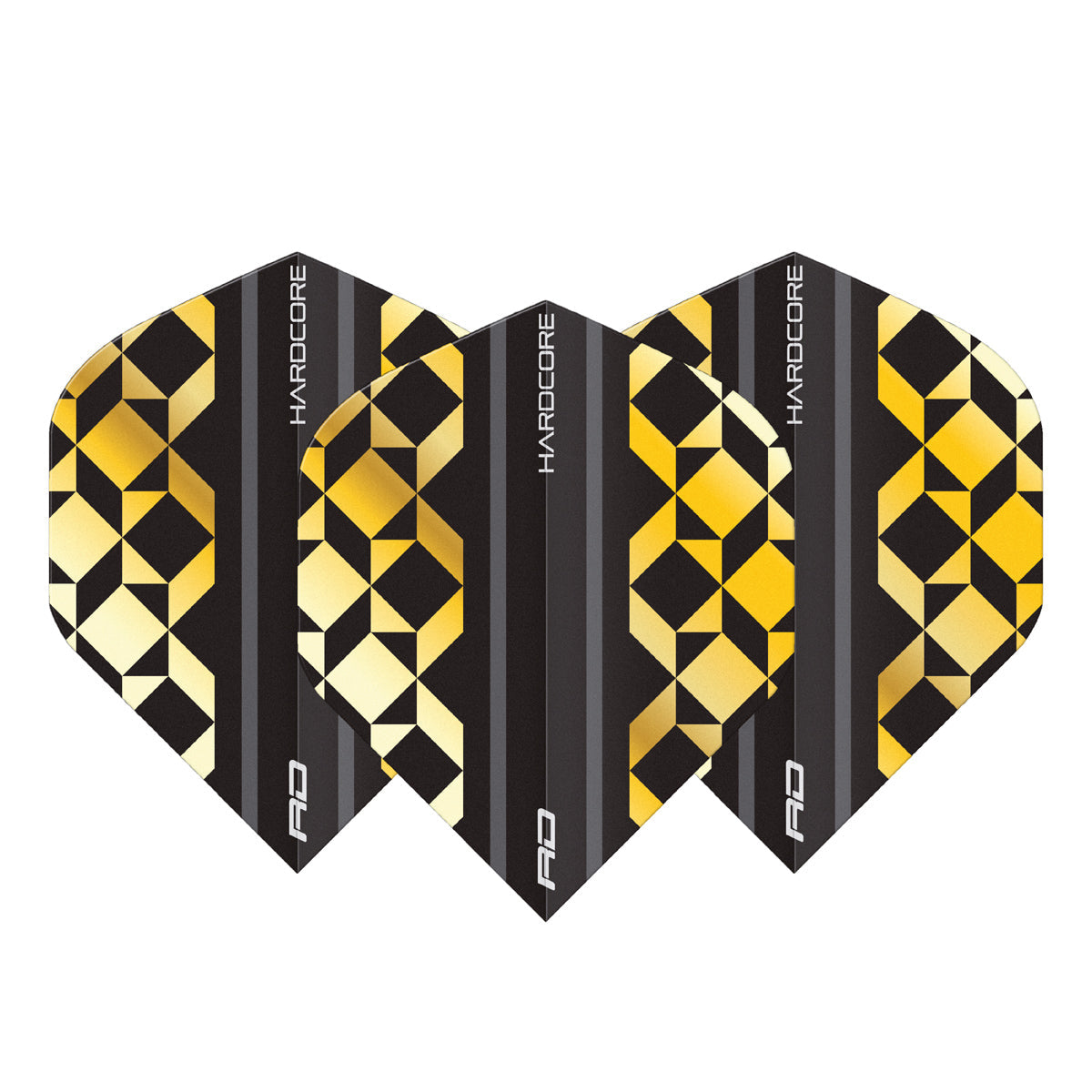 Hardcore Premium Gold & Black Geometric Standard Dart Flights by Red Dragon - view 2
