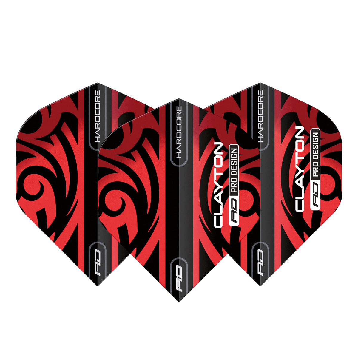 Hardcore Jonny Clayton Red & Black Tribal Standard Dart Flights by Red Dragon - view 2