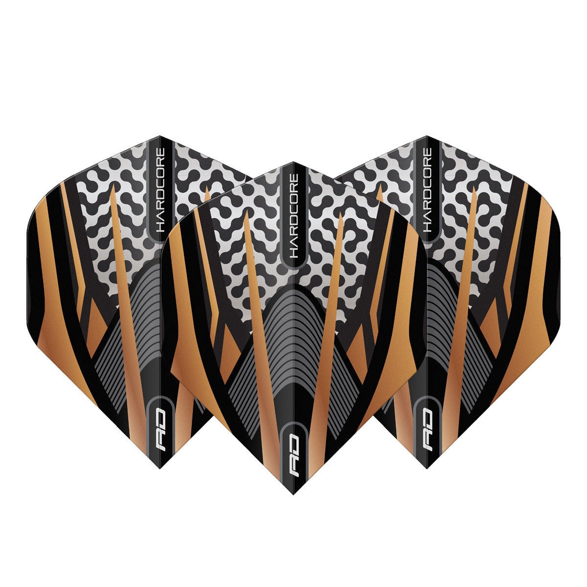 Hardcore Premium Gold, Black & Grey Standard Dart Flights by Red Dragon - view 3