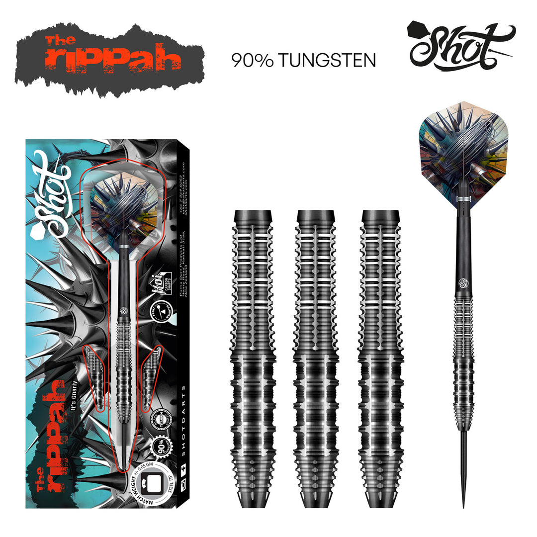 Gnarly Rippah 90% Tungsten Steel Tip Darts by Shot - The Darts Shop
