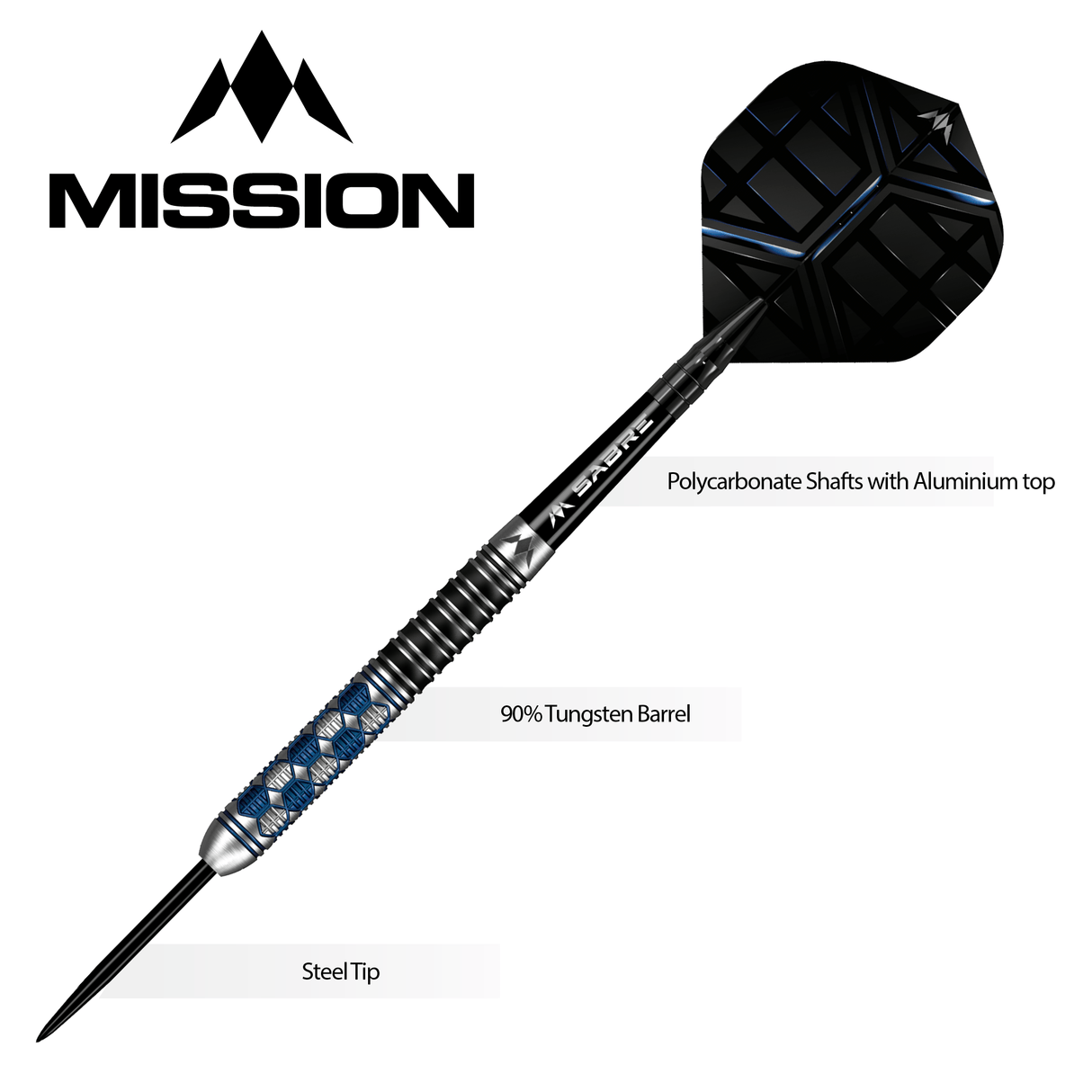 Mission Hexon Darts - Steel Tip - 90% - Blue PVD - view 7