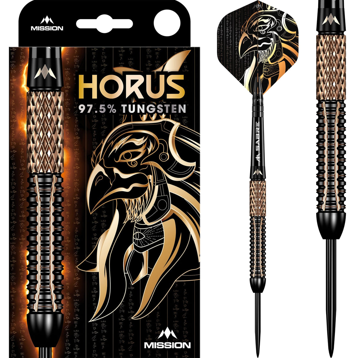 Mission Horus Darts - Steel Tip - 97.5% Tungsten - Black & Bronze Electro - The Darts Shop