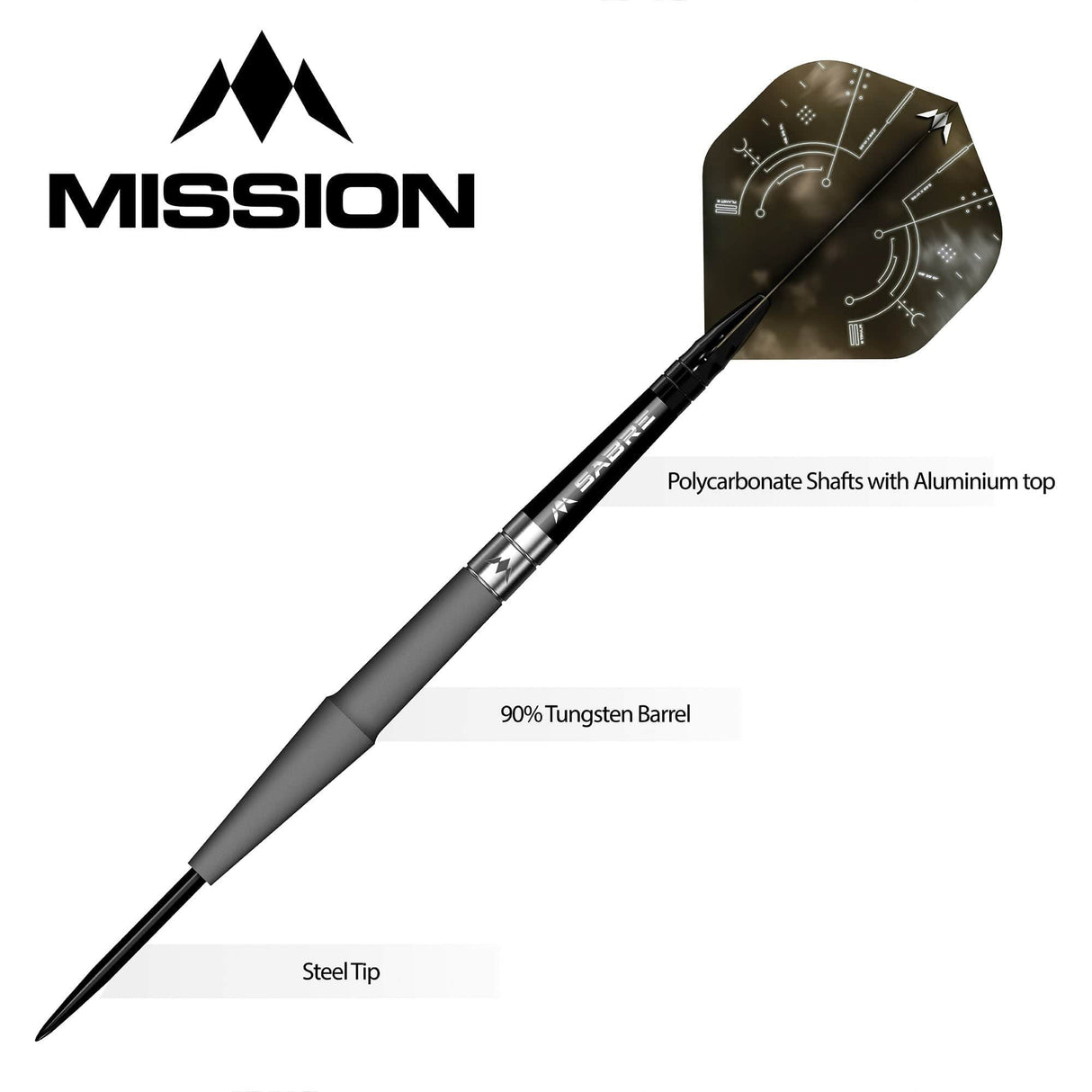 Mission Saturn Darts - Steel Tip - 90% Tungsten - Hyperion - view 3