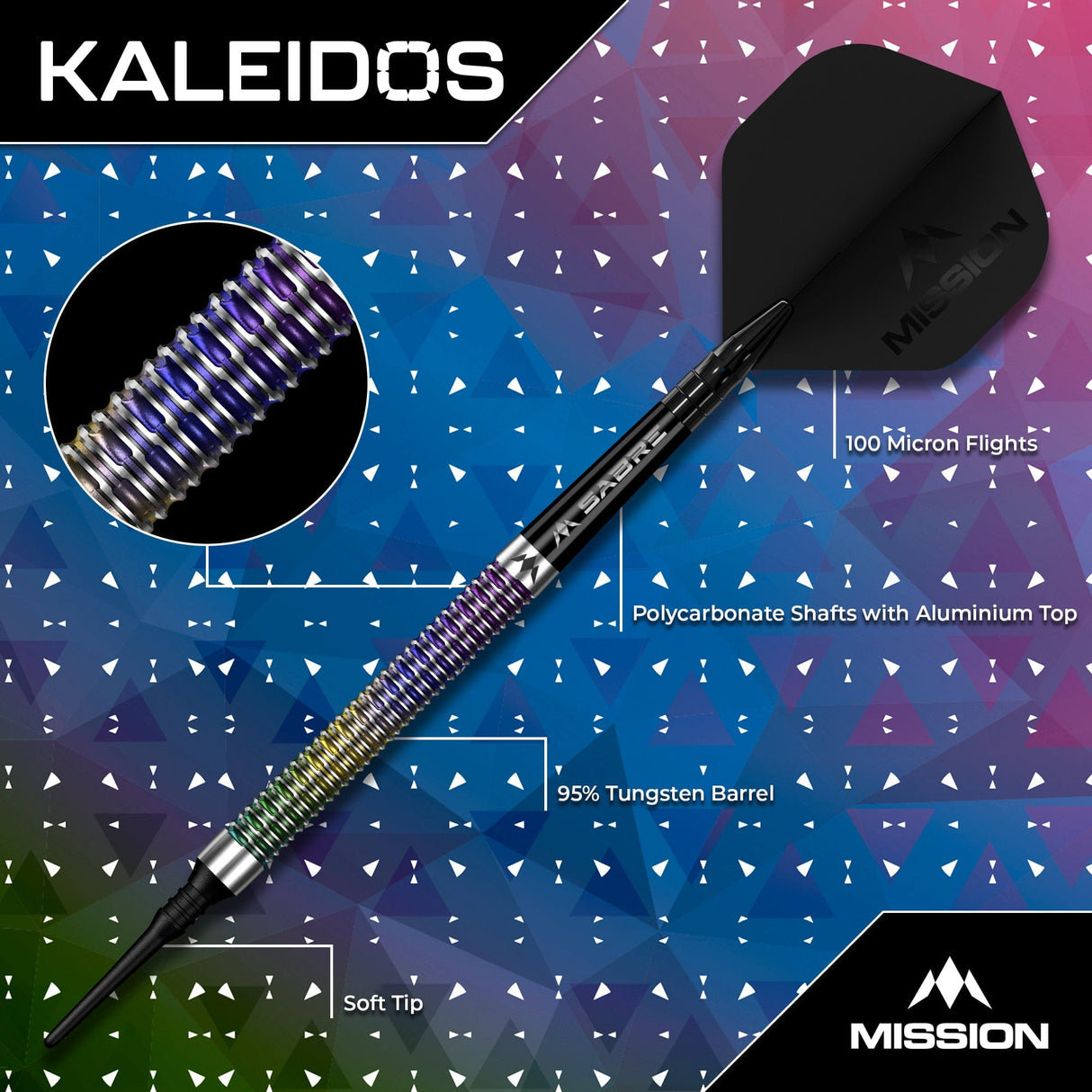 Mission Kaleidos Darts - Soft Tip - 95% Tungsten - view 2