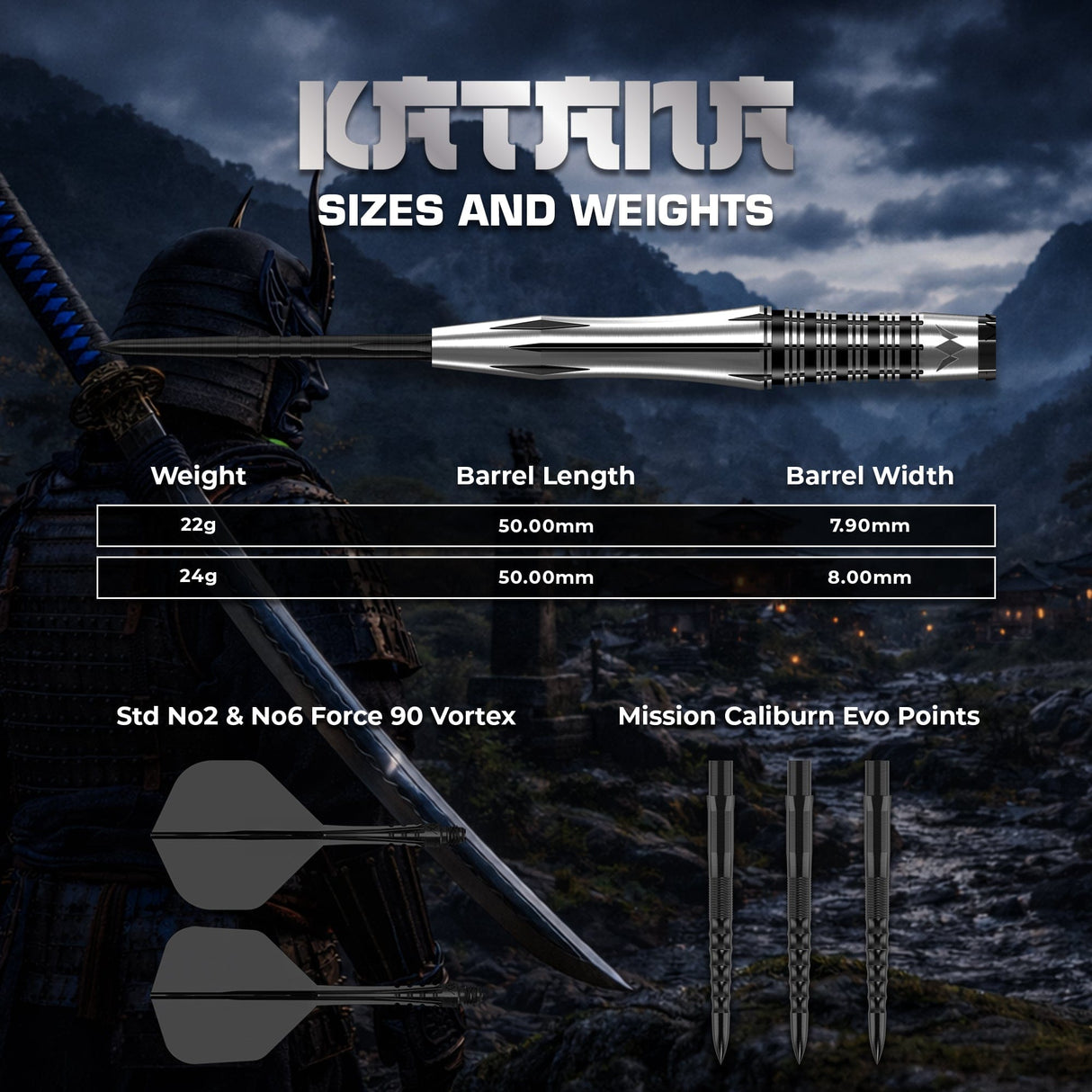 Mission Katana Darts - Steel Tip - 95% Tungsten - view 4